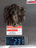 Antique bronze furniture mount, cast lion head relic, angled view – detail 10