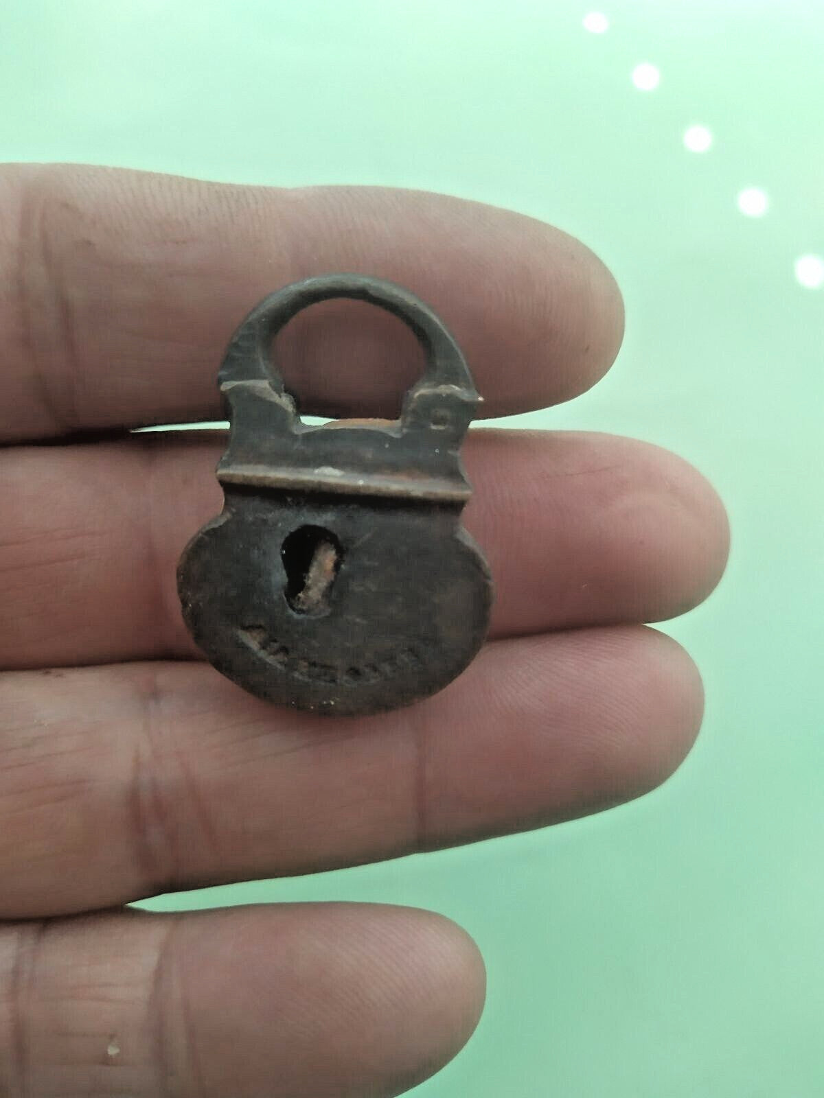 Antique Russian miniature padlock from Imperial Russia with Cyrillic maker's mark