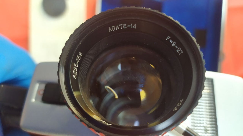 Soviet Super 8 movie camera with original hard carrying case and blue interior – detail 17