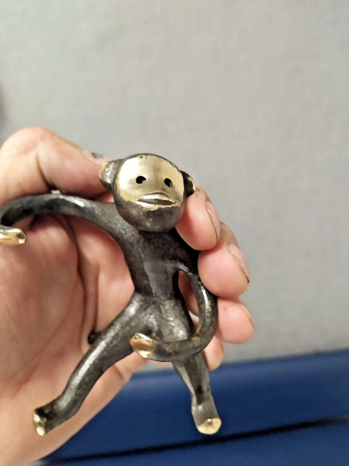 Mid-century monkey figurine caddy holding two small jars
