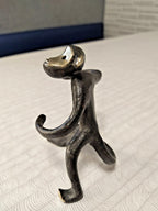 Vintage brass ape spice stand with dark patina on the body – detail 5