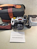 Canomatic DC 802 35mm toy camera set with large detachable flash and carrying bag