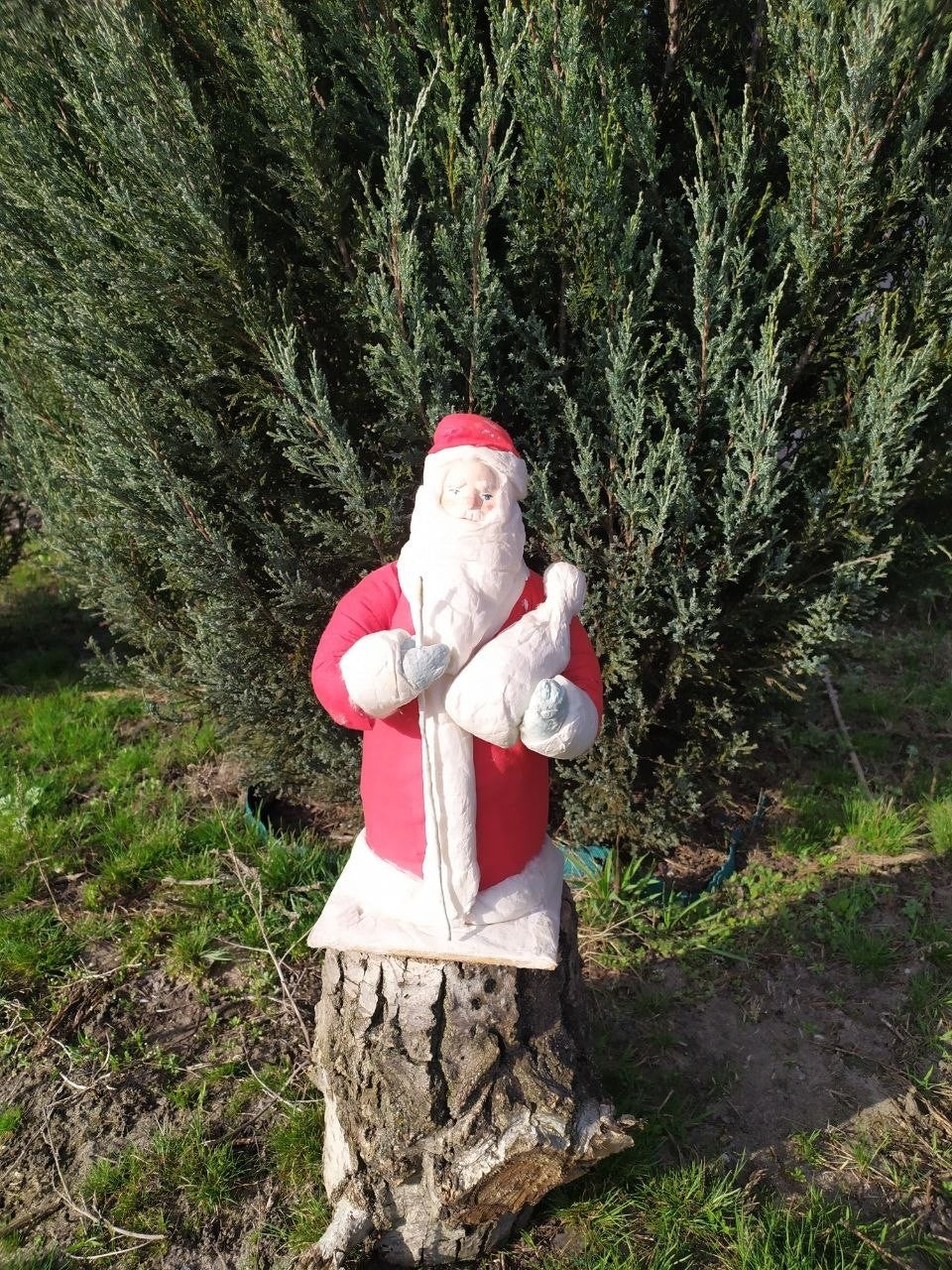Soviet Ded Moroz decoration wooden base with partially legible factory ink stamp – detail 9
