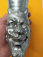 Horned smiling devil face on the cast metal desk decor – detail 8