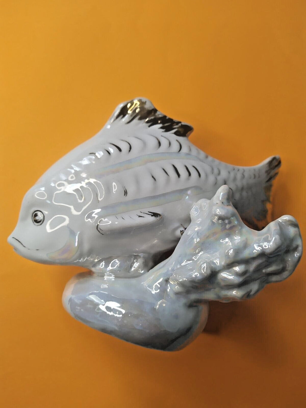 Soviet porcelain fish figurine with mother-of-pearl sheen