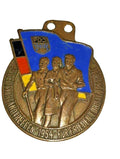 1954 FDJ Deutschlandtreffen Berlin medal, East German communist memorabilia with enamel flag
