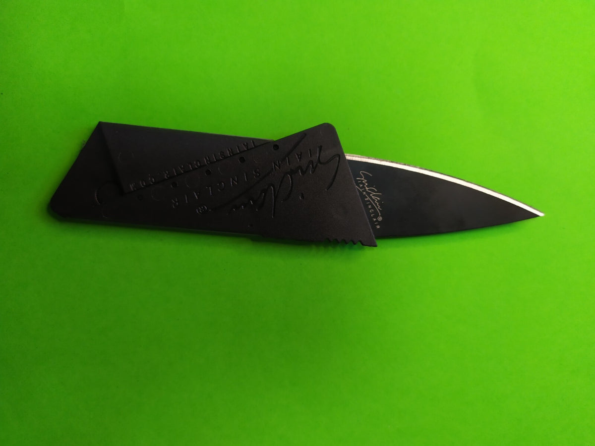 Credit card sized folding knife with matte black stainless steel blade – detail 8
