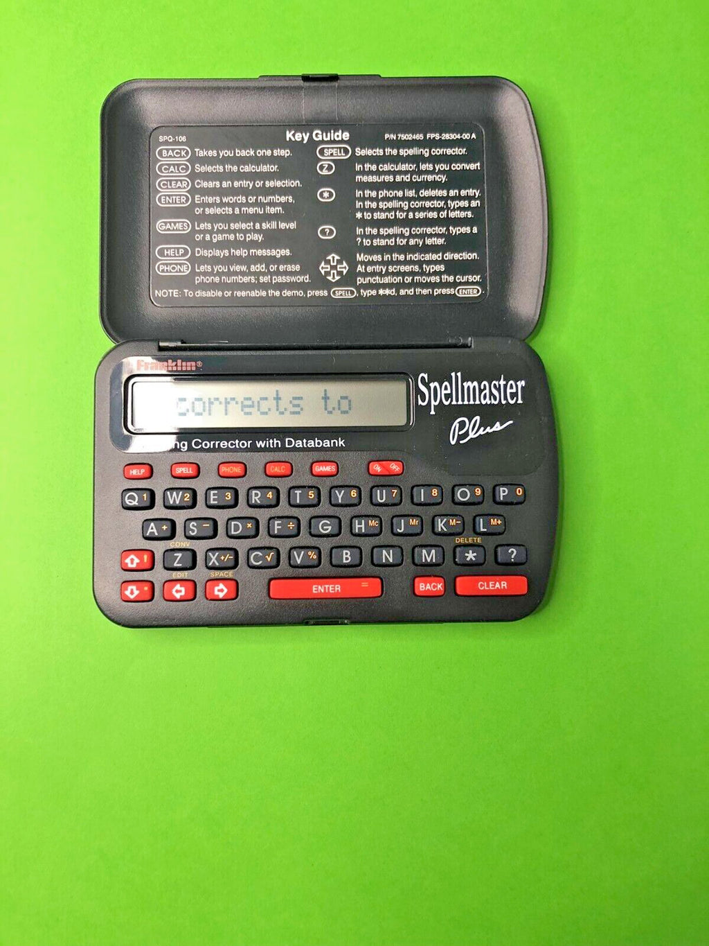 Vintage electronic spell checker clamshell with LCD screen