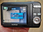Vintage digital camera FinePix A850 rear LCD screen and controls