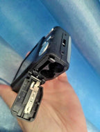 Y2K digital camera Fujifilm A850 top view with shutter button