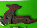 Leaping deer emblem with broken antlers, drilled hole and heavy patina – detail 8