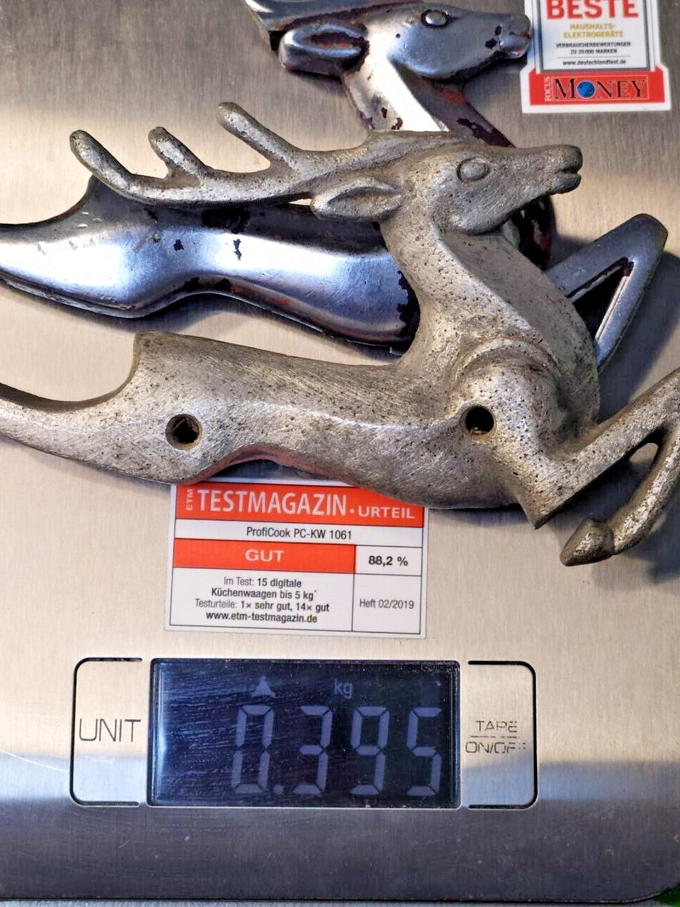 Volga deer mascot with partly lost chrome plating and surface rust – detail 9