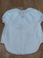 Puffed short sleeves and red trim on the vyshyvanka for girls – detail 9