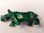 Malachite animal carving of a rhino in side view – detail 8