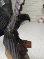 Wooden eagle figurine dark brown wings and light amber base – detail 14