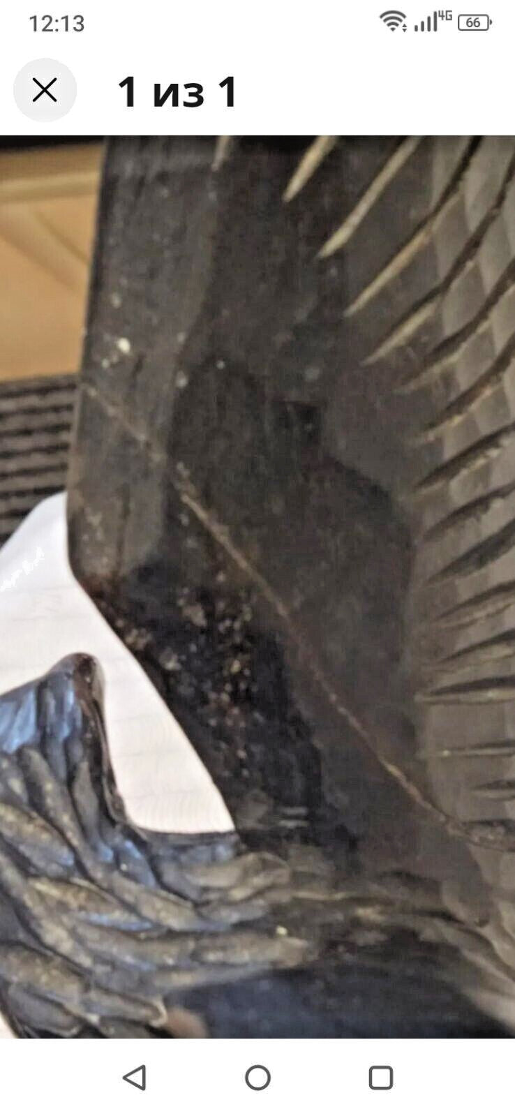 Crack and scuffs on back of left wing of carved eagle – detail 16