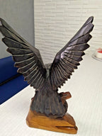 Wooden eagle figurine dark brown wings and light amber base – detail 5