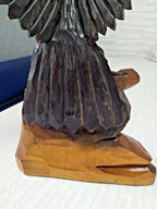 Vintage wood carving faceted feather detail close-up – detail 6