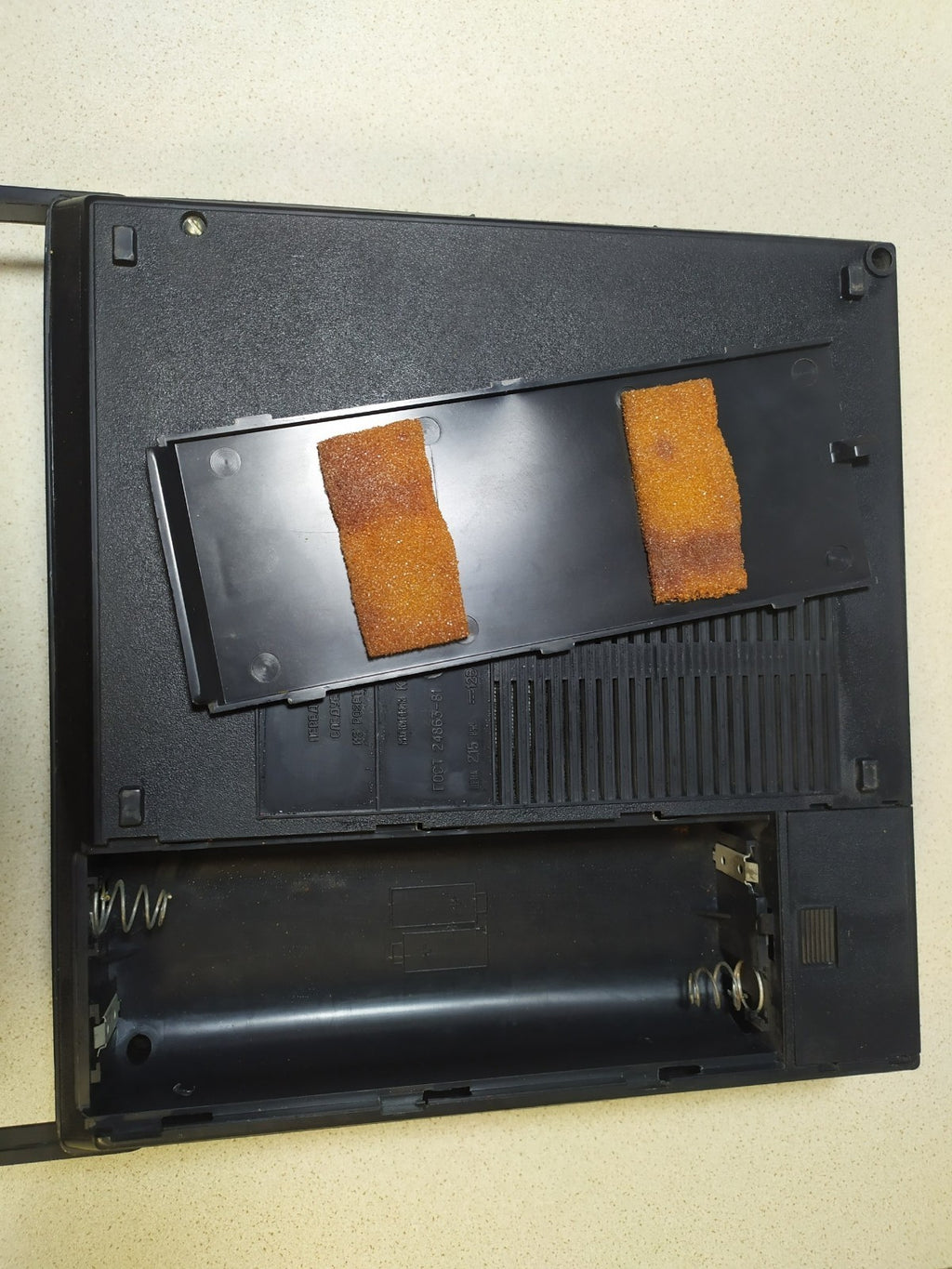 Vintage Soviet cassette recorder with level meter and sliders – detail 8