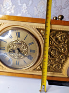 Soviet mantel clock dial with Roman numerals and gold-tone floral relief – detail 11