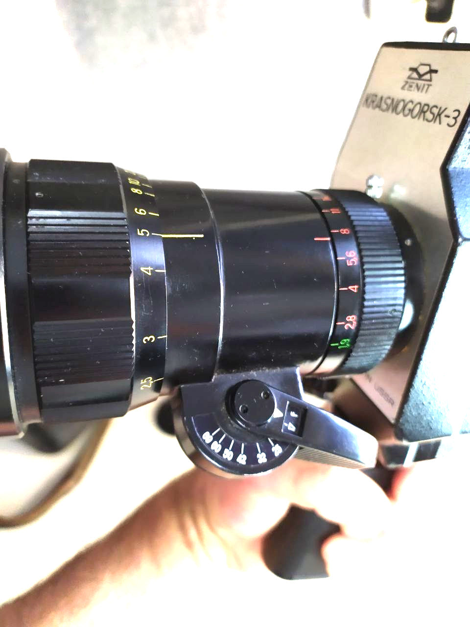 Black Krasnogorsk-3 camera body, KMZ Zenit, front – detail 11