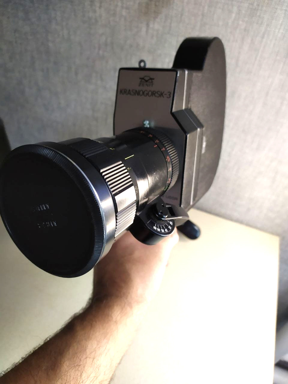 Black Krasnogorsk-3 camera body, KMZ Zenit, front – detail 5