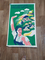 Vintage Soviet posters for sale, large-format print laid flat