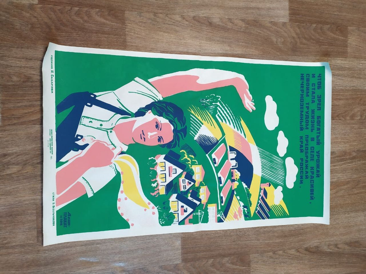 Soviet propaganda-style poster art, close-up of the printed graphics – detail 5