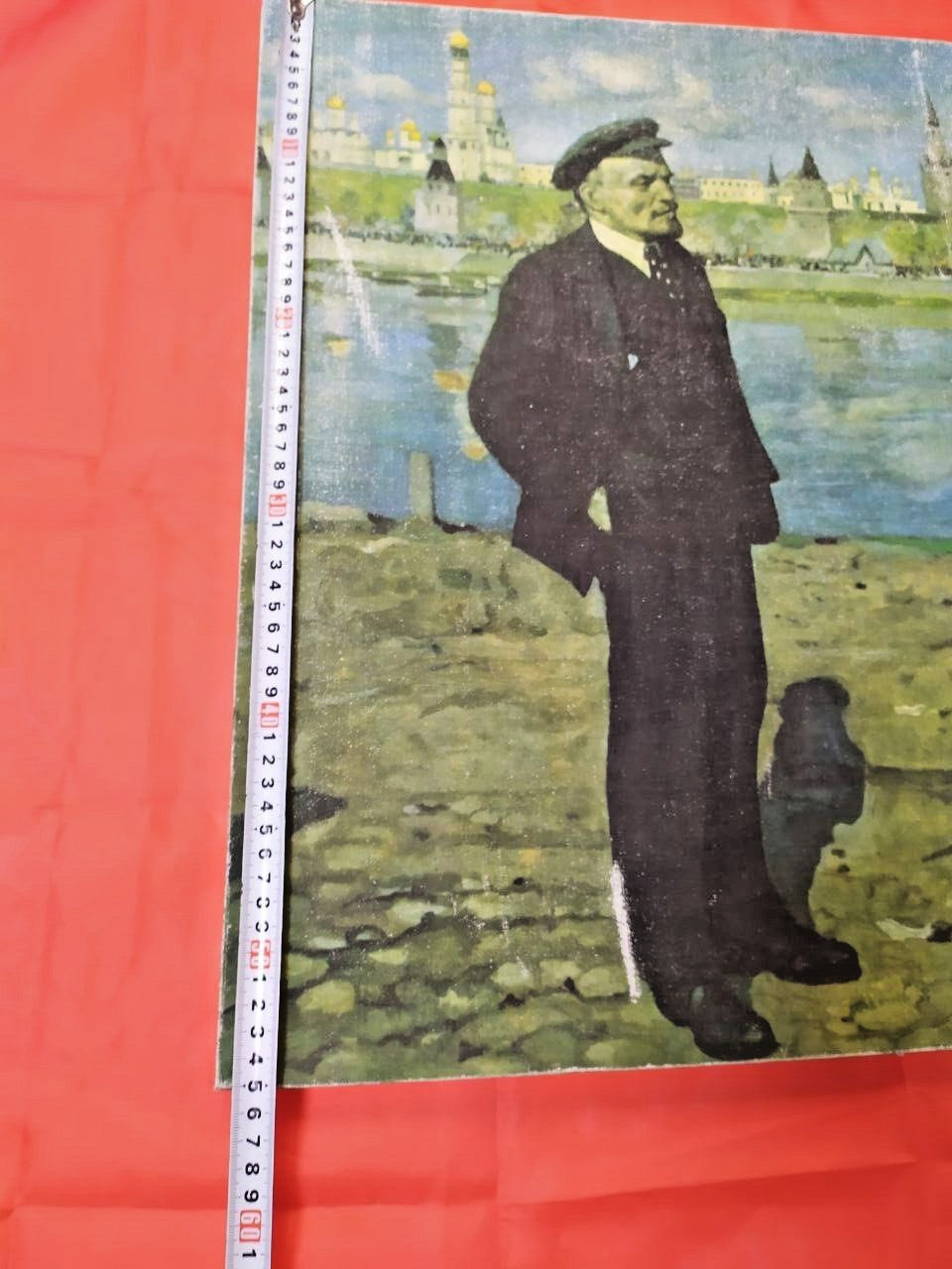 Socialist Realism wall art print with visible scuffs and minor paint loss – detail 7