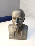 Lenin bust in cast aluminum, Soviet desktop sculpture with natural patina