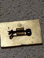 Vintage Lenin pin photographed for size comparison