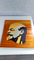 Soviet propaganda art wood marquetry portrait of Vladimir Lenin in profile