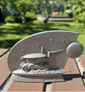 Soviet space memorabilia Lunokhod-1 cast metal desk organizer with moon rover relief