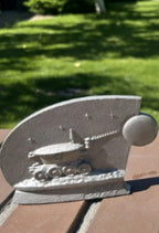 Lunokhod 1 souvenir back plaque with Russian commemorative inscription