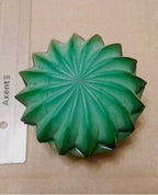 Art Deco glass jewelry box with ribbed spiral base and matching lid