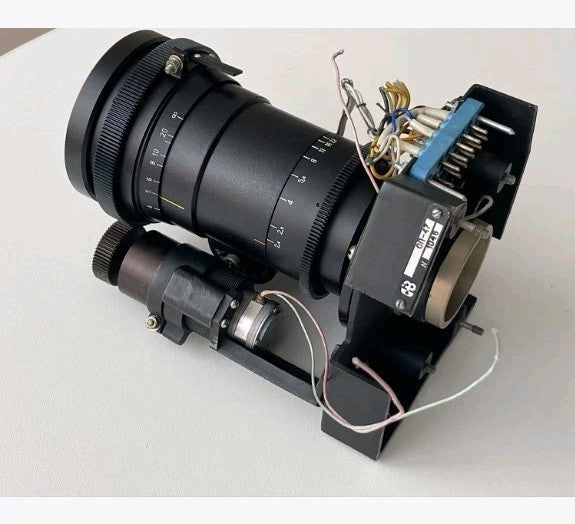 Soviet zoom lens front element with KMZ Krasnogorsk factory logo