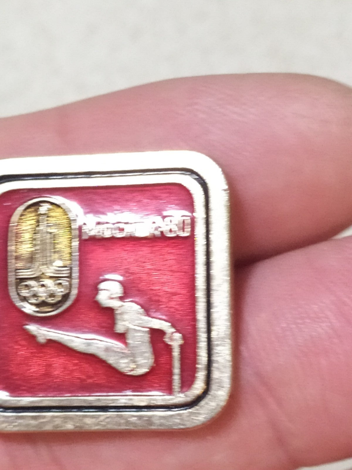 Vintage Moscow 1980 gymnastics enamel badge