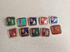 Set of 10 vintage Moscow 1980 Olympic Games enamel pins from the USSR