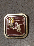 Moscow 1980 Olympics fencing pin badge, vintage USSR sports pin