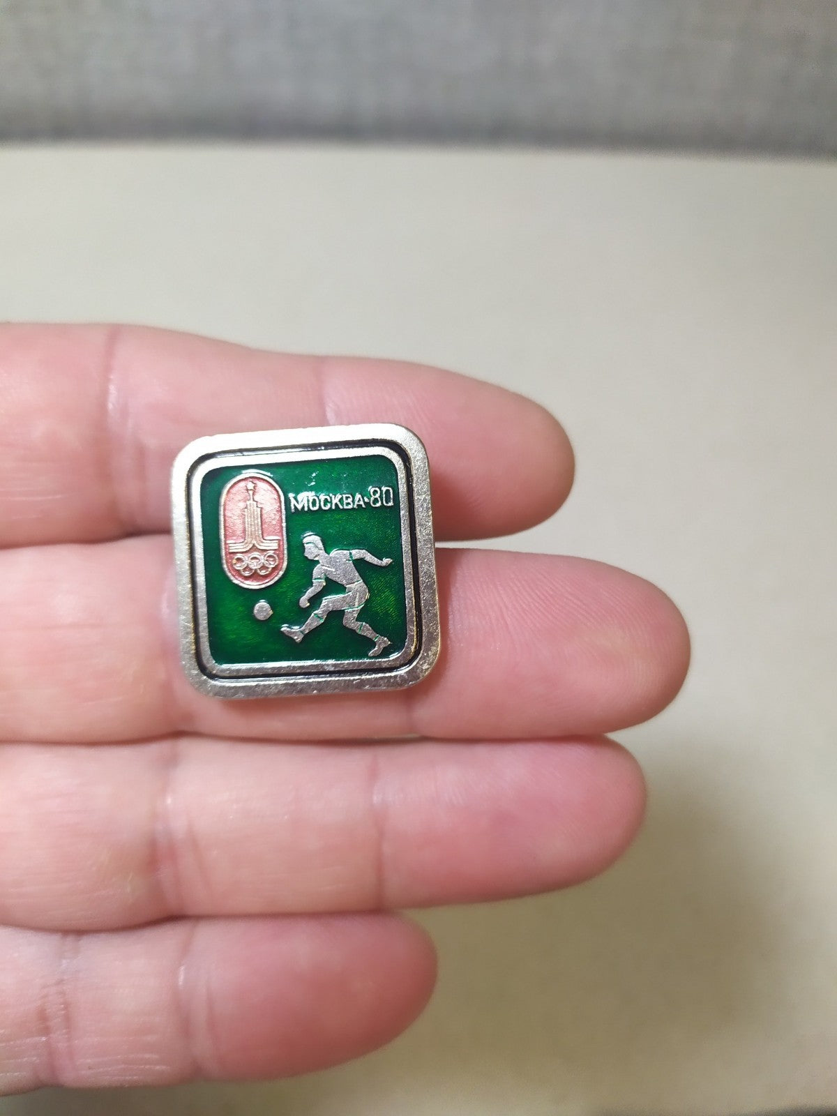 Moscow 80 Olympic Games football soccer enamel pin badge from the USSR