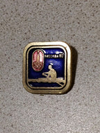 USSR sport enamel badge for Moscow 80, close-up