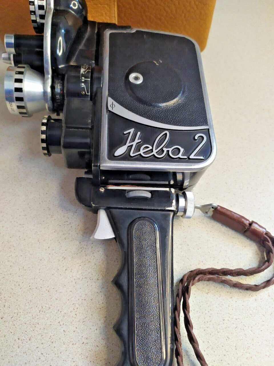 Soviet movie camera Neva-2 with detachable pistol grip attached