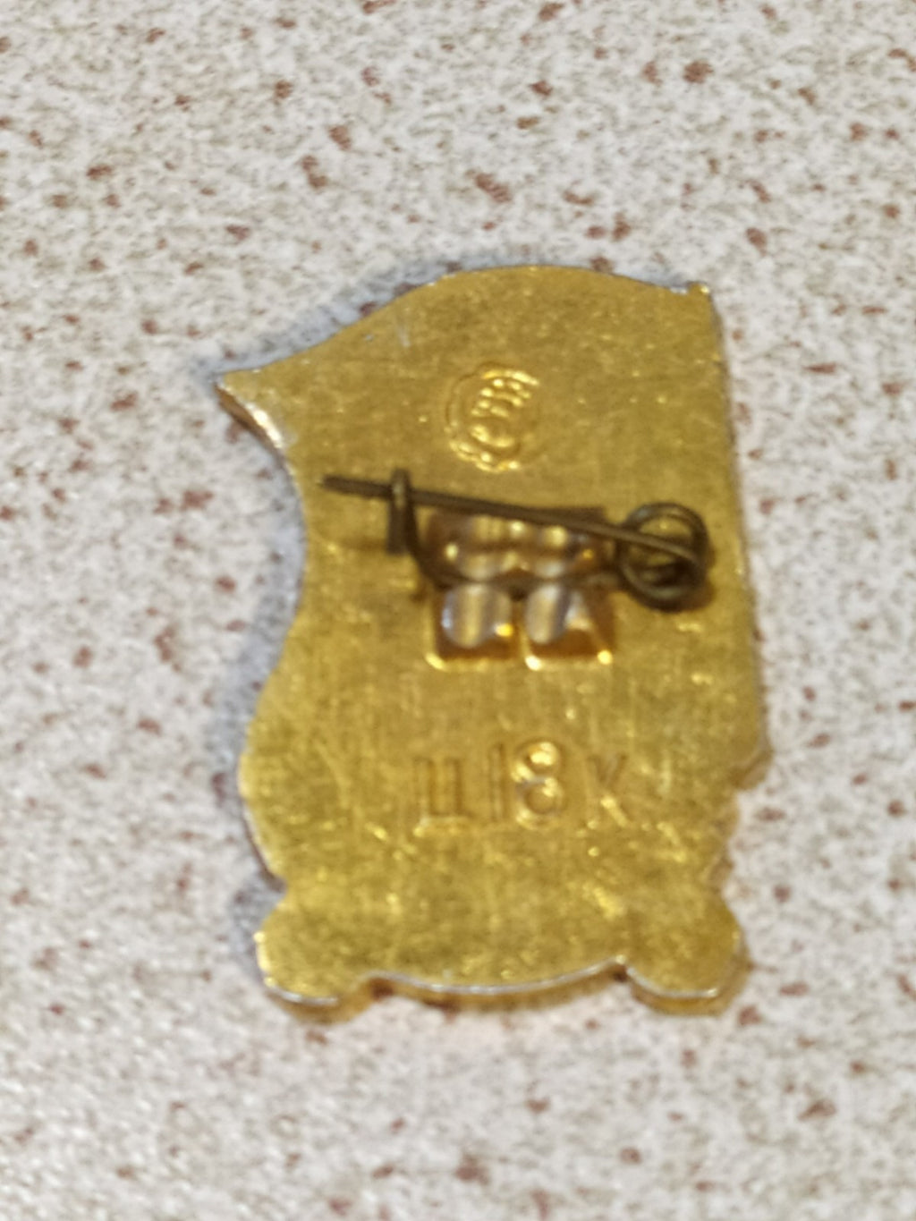 Vintage October Revolution pin reverse and fastening
