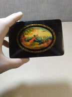 Palekh Mstera lacquer box The Tale of Tsar Saltan with gold leaf painting