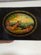 Russian hand-painted wooden box with Tale of Tsar Saltan scene