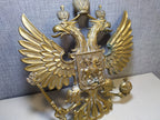 Massive Antique Russian Imperial Brass Double-Headed Eagle Coat of Arms Wall Plaque — 40cm, 7kg