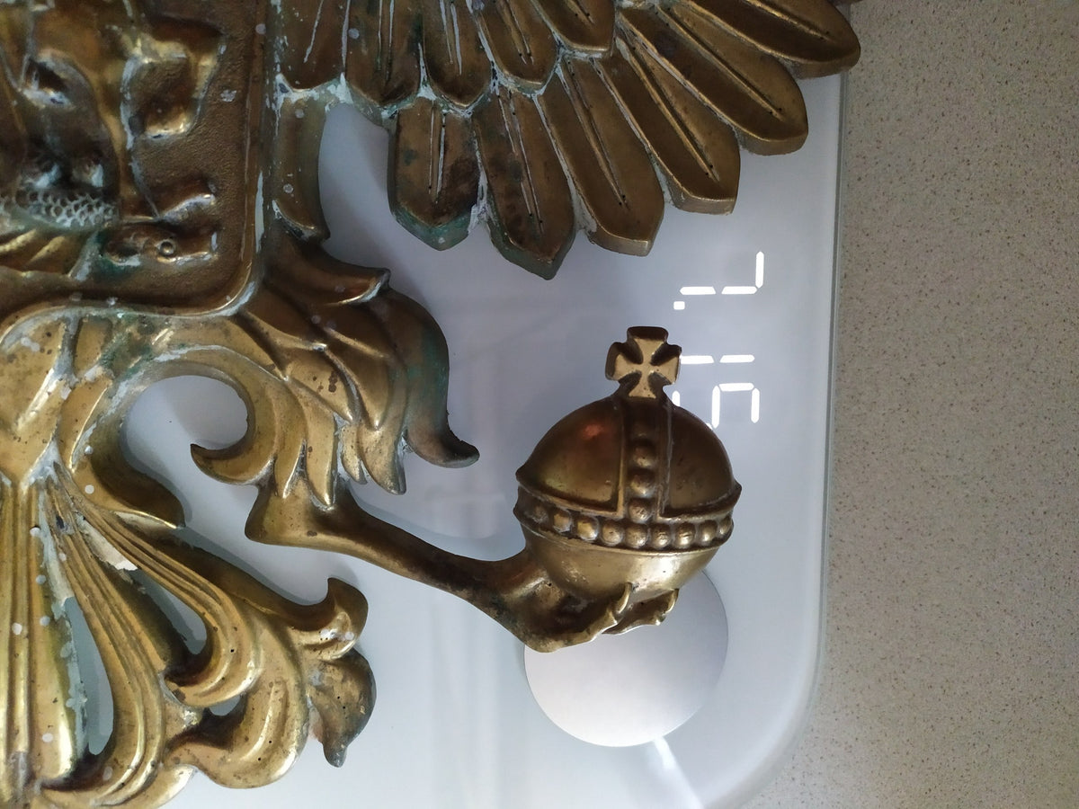 Massive Antique Russian Imperial Brass Double-Headed Eagle Coat of Arms Wall Plaque — 40cm, 7kg