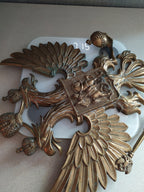 Massive Antique Russian Imperial Brass Double-Headed Eagle Coat of Arms Wall Plaque — 40cm, 7kg