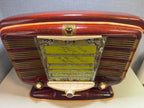 Zvezda-54 vintage tube radio with reddish-brown case and star logo