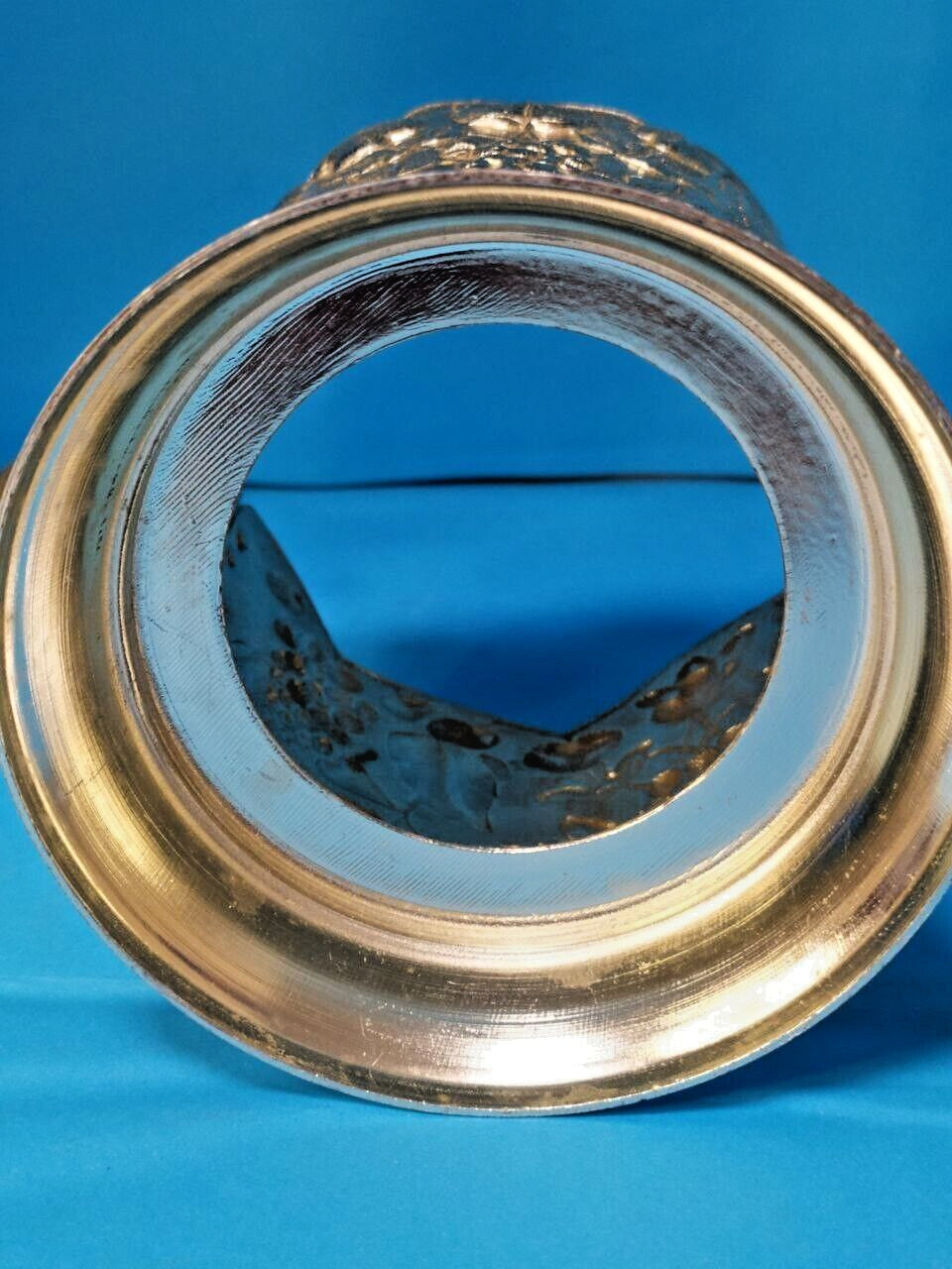 Soviet tea glass holder side view showing the hammer and sickle design – detail 6